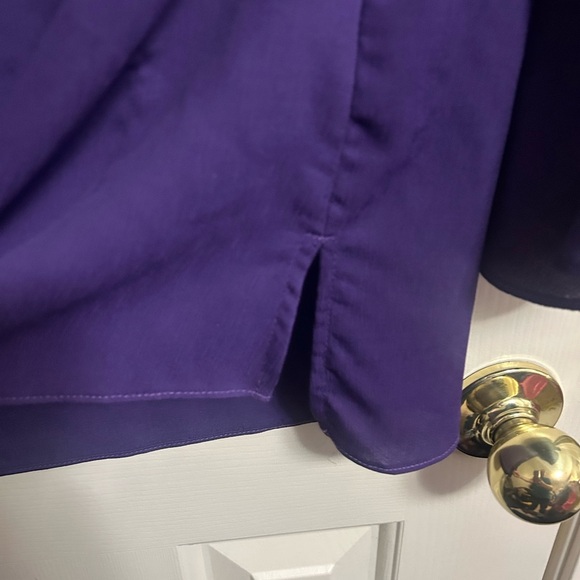 Molly Bracken Gorgeous Ruffle Collar & Sleeve Purple Blouse Size Large - Picture 4 of 6